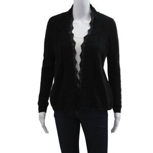 Quotation Unisex Black 100% Cashmere Cardigan Sweater Long Sleeve Size M